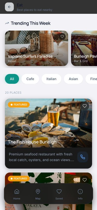 Actual Disqover app: Browse local recommendations